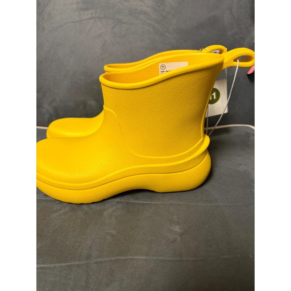 Cat & Jack Yellow Eli Rain Boots Kids Size 11 Waterproof Molded Ankle Boots NEW